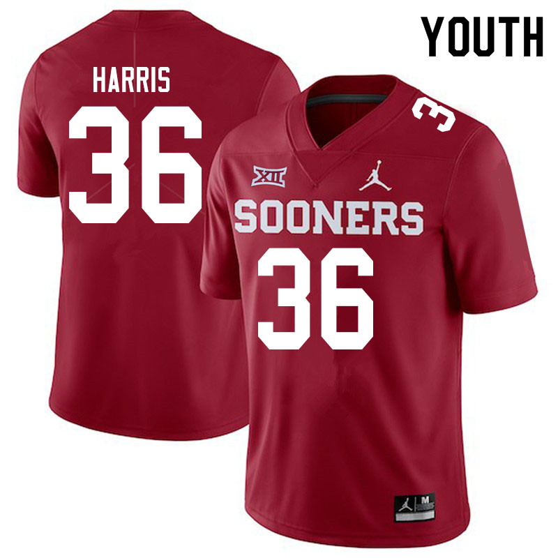 Youth #36 Isaiah Harris Oklahoma Sooners Jordan Brand College Football Jerseys Sale-Crimson